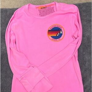 Aviator Nation small logo thermal long sleeve shirt... rare neon pink
